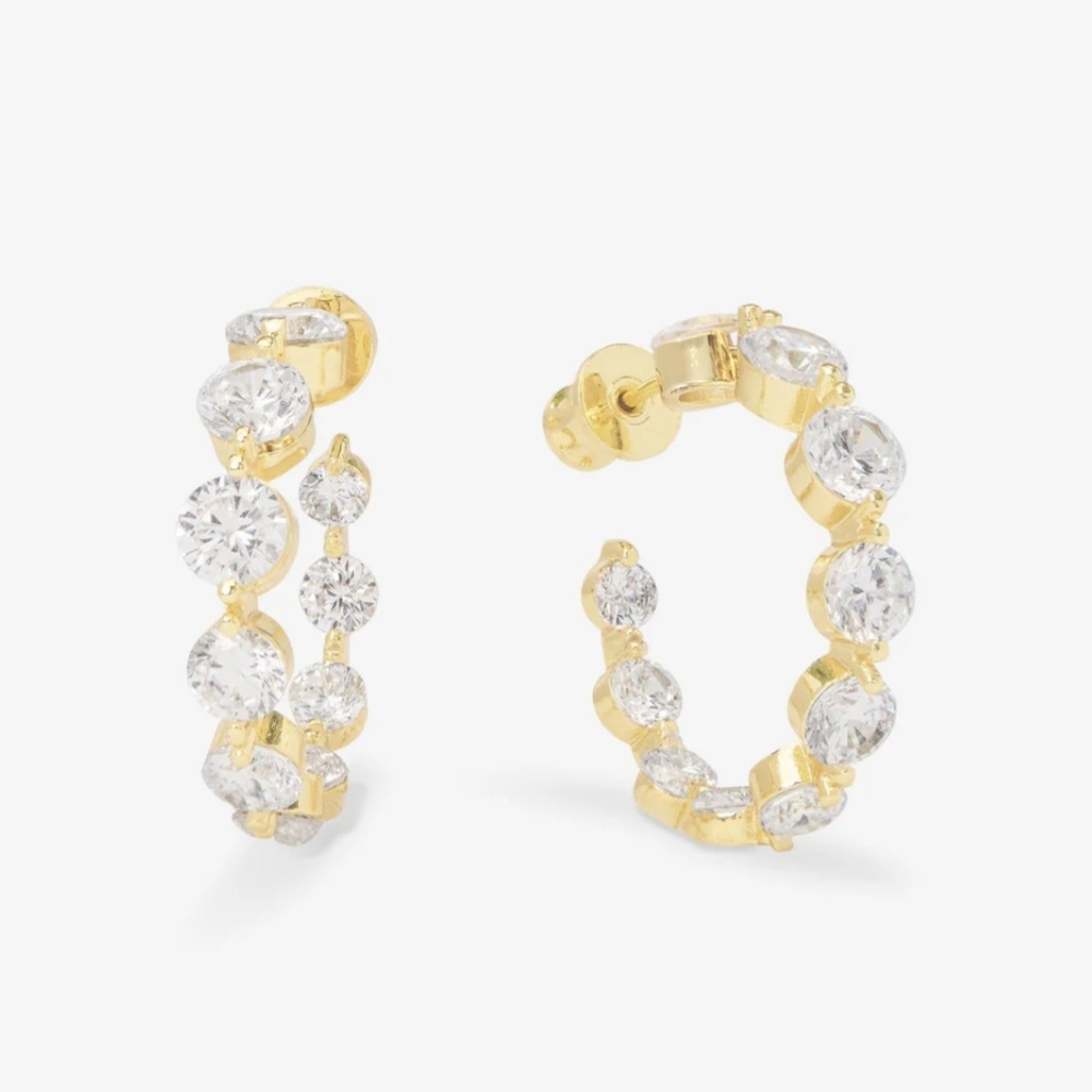 Melinda Maria ICON gold/diamondette 1 Inch hoop NEW